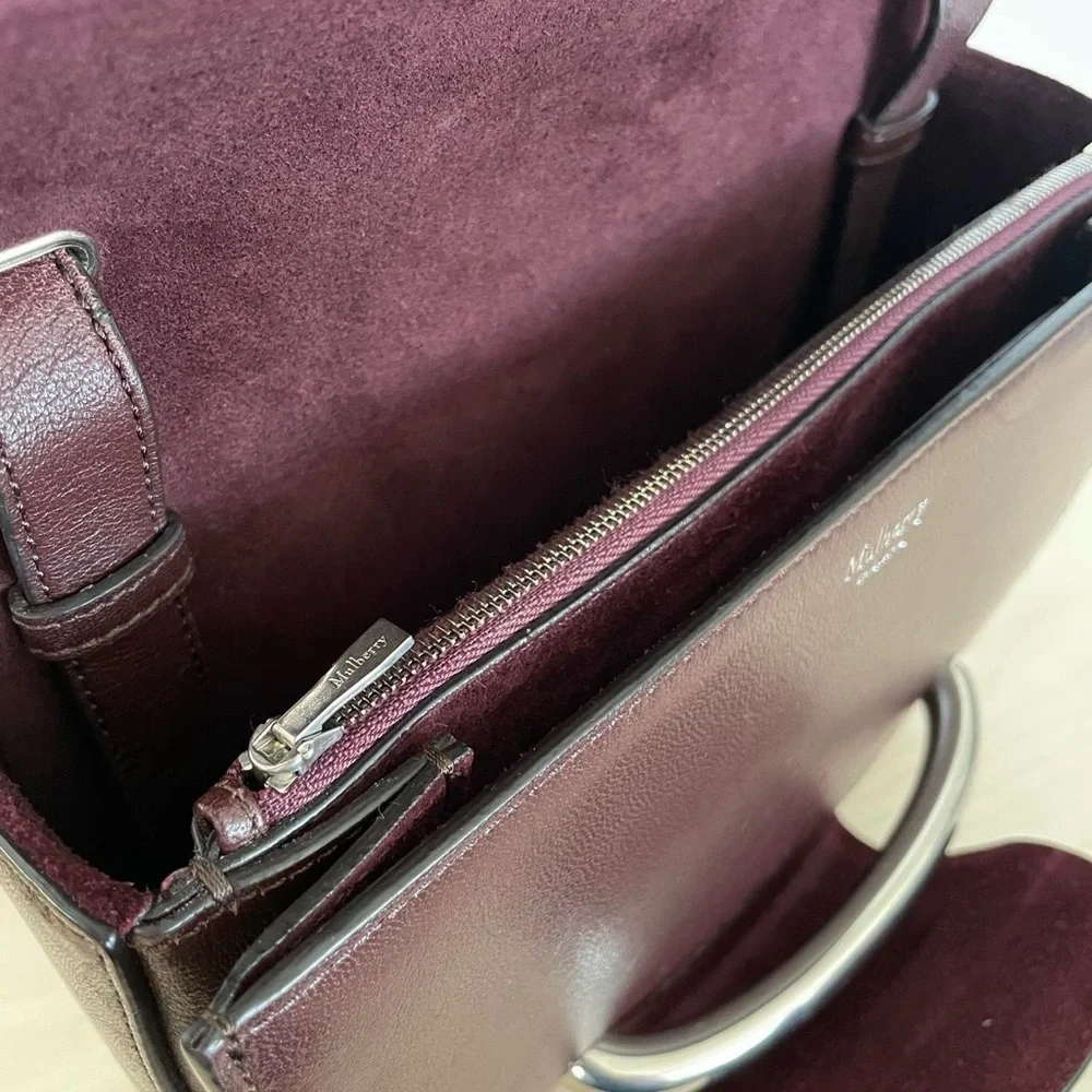 Mulberry Burgundy Silver Piercing Leather Bag - Picture 7 of 8